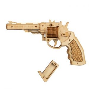 Robotime 102pcs DIY 3D Revolver with Rubber Band Bullet  Wooden Gun Puzzle Game Popular Toy Gift for Children Adult LQ401