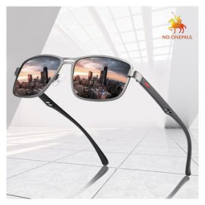 NO.ONEPAUL Brand NEW Fashion Sunglasses Men UV400 Polarized Square Metal Frame Male Sun Glasses fishing Driving Sunglasses