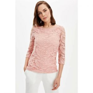 DeFacto Woman Long Sleeve T-Shirt Women Lace T-Shirts -N7580AZ20SP