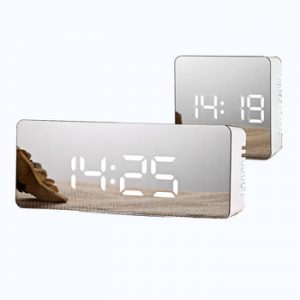LED Mirror Alarm Clock Digital Snooze Table Clock Wake Up Light Electronic Large Time Temperature Display Home Decoration Clock