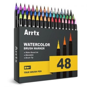 Arrtx 24/48 Colors True Brush Marker Pens Professional Water-Based Markers Washable & Nontoxic Flexible Brush Tips for Painting