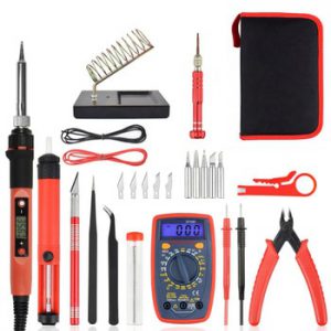 NEWACALOX EU/US 60W/80W Electric Soldering Iron Kit Digital Multimeter LCD Welding Gun Set Desoldering Pump Welding Repair Tool