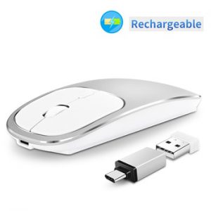 SeenDa Metal Wireless Mouse Rechargeable Silent Click Mouse USB Type-C Mouse for Mackbook Notebook Laptop PC Ergonomic Mice