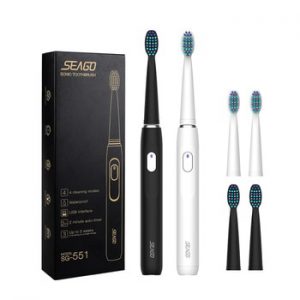 SEAGO Electric Toothbrush Rechargeable buy one get one free Sonic Toothbrush 4 Mode Travel Toothbrush with 3 Brush Head Gift