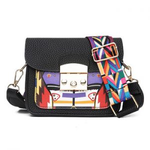 ACELURE Panelled Hard Pu Leather Women Shoulder Bag Colorful Wide Strap Crossbody Bags Fashion All-Match elegant Ladies Flap