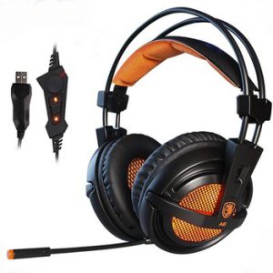 SADES A6 USB 7.1 Stereo wired gaming headphones game headset over ear with mic Voice control for laptop computer gamer