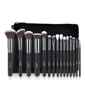 MSQ Professional 15pcs Makeup Brushes Set Powder Foundation Eyeshadow Make Up Brush Kit Cosmetics Synthetic Hair PU Leather Case