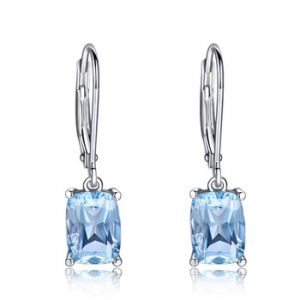 UMCHO Genuine 925 Sterling Silver Sky Blue Topaz Drop Earrings Elegant Gemstone Wedding Engagement Jewelry For Women Gifts