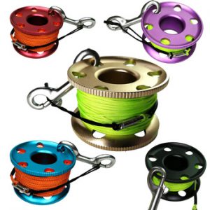 Scuba Diving Reel Spool with Stainless Steel Snap Bolt Clip SMB Safety Sausage Finger Spool for Underwater Diver Snorkeling Cave