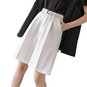 Beiyingni 2020 Suit Shorts Female Solid Color Belted Vintage Classic Korean Style Blazer Shorts Women Bottom Loose Plus Size