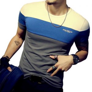 2020 Summer Men's T Shirt Casual Patchwork Short Sleeve T Shirt Mens Clothing Trend Fashion Slim Fit Hip-Hop Top Tees Plus M-5XL