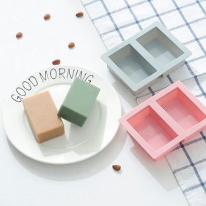 GOOD 2 Cavity Plain Basic Rectangle Silicone Soap Mold Soap Molds Homemade DIY Craft Form Ice Cube Tray Cake Mould Bathroom