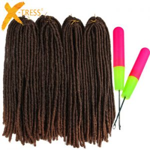 X-TRESS Soft Dreadlocks Crochet Braids Jumbo Dread Hairstyle Ombre Color Synthetic Faux Locs Braiding Hair Extensions For Women