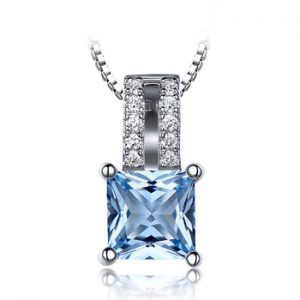 UMCHO Elegant Pendants Real 925 Sterling Silver Jewelry Created Sky Blue Topaz Necklace Wedding For Women Gifts Without Chain