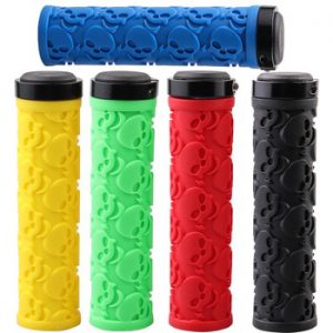 Bicycle Anti-slid TPR Rubber Skull Dot Handlebar Grips With Dual Lock On Clamps For MTB Mountain Bike Road Bike