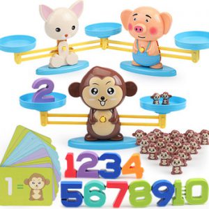 Montessori Math Match Game Board Toys Monkey Puppy Balancing Scale Number Balance Games Baby Learning Toy Animal Action Figures