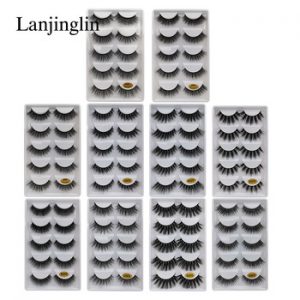 LANJINGLIN wholesale bulk 10/100 boxes mink eyelashes 5 pairs natural long false eyelash 3d lash book fluffy cilios faux cils