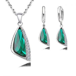 Trendy Jewelry Sets 925 Sterling Silver Cubic Zirconia Fashion Jewelry Necklace Pendant Earrings Free Shipping