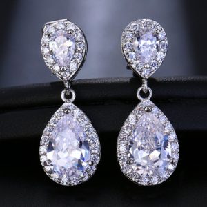 LXOEN Fashion Jewllery Drop Zircon Clip Earrings Without Piercing Puncture Earring for Women Wedding Jewelry Water Drop