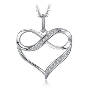 Infinity Love Heart Silver Pendant Necklace 925 Sterling Silver Choker Statement Necklace Women Silver 925 Jewelry WithoutChain