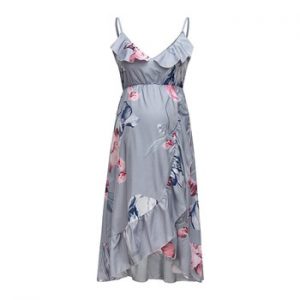 Maternity Dresses Maternity Clothes Elegant Pregnancy Dress Casual Floral Printed Ruffles Falbala Sundress For Pregnant Women