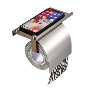 Concise Wall Mount Toilet Paper Holder Bathroom 4 Color Fixture Stainless Steel Roll Paper Holders with Phone Shelf With baf