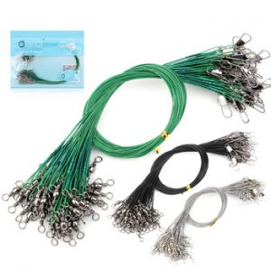 DONQL 60pcs Anti Bite Fishing Lines Steel Wire Leader With Fishing Swivel Connector 12-30cm Lead Core Leash Fishing Wire