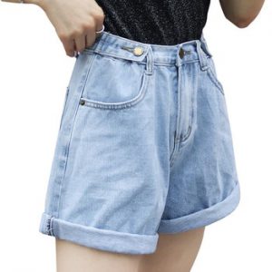 Black Denim Shorts High Waist Women Summer Short Jeans Feminino Cotton White High Waist Wide Leg Shorts Denim  Loose Casual