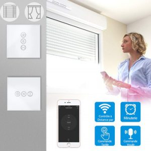 Electric Curtain Roller Shutter Smart WiFi Touch Switch voice control Google Home Amazon Alexa Echo App Timer Remote Control