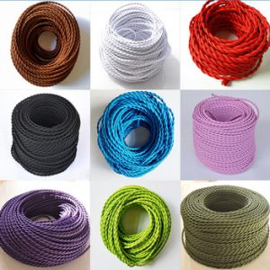 2 Core Electrical Wire Vintage Twisted Fabric Cable Woven 0.75mm*2 Cord Textile Cable Pendant Lamp Cord Edison Lighting wire