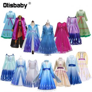 Girls Elsa Dress Snow Queen 2 Halloween Carnival Princess Costume Child Elza Anna Dress Up Fantasia Infantil Party Fancy Dress