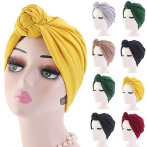 Women Turban bonnet soild color cotton top knot Inner Hijab Caps african twist headwrap Ladies head wraps India Hat Hijabs Cap