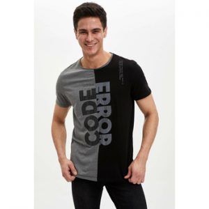 DeFacto Man's T-Shirt Men's Summer Casual Top Tees Men's Black Grey Tshirts Men's Short Sleeve Tshirt Tops-N3002AZ20SM