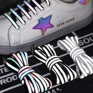 1Pair Reflective Shoelaces Laser sequin Shoelace Weave Braided bracelet Sneakers Running Shoes lace Adult children shoe strings