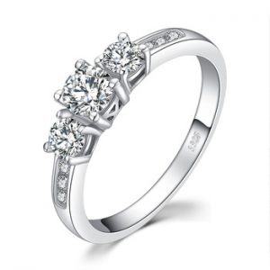 JewelryPalace 3 Stone CZ Engagement Ring 925 Sterling Silver Rings for Women Anniversary Ring Wedding Rings Silver 925 Jewelry