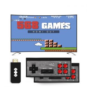 Data Frog Mini 4K Video Game Console Dual Players and Retro Build in REAL 568 Classic Games Wirless Controller HDMI/AV Output