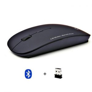 Bluetooth 5.0 + 2.4Ghz Wireless Dual Mode 2 In 1 Cordless Mouse 1600 DPI Ultra-thin Ergonomic Portable Optical Mice