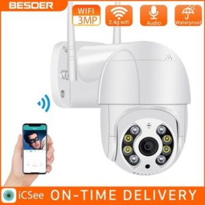 BESDER 3MP PTZ WiFi Camera Motion Two Voice Alert Human Detection Outdoor IP Camera Audio IR Night Vision Video CCTV Surveillan