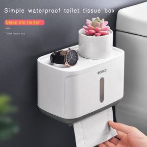 Wall Mount Toilet Paper Holder Waterproof Tray Roll  Toilet Paper holder   Multi-function bathroom organizer