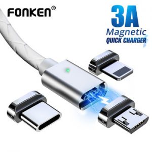 FONKEN USB Type C Magnetic Cable Magnet Charge Charger Cable USB C Data Cord Sync Mobile Phone Cables Fast Charging Type-C Wire