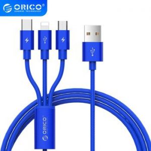 ORICO 3 IN 1 Type C 8Pin Micro USB Cable For iPhone 8 X 7 6 6S Plus iOS 10 9 8 Samsung Nokia USB Fast Charging Cables Cord