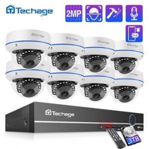 Techage H.265 8CH 1080P POE NVR Kit CCTV Home Security System 2MP Audio Indoor Dome IP Camera Video Surveillance Set 2TB HDD