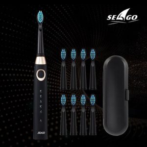 Seago Sonic Electric Toothbrush USB Rechargeable 5 Modes Smart Ultrasonic Toothbrushes Travel Case Oral Care Brush 8 Teeth Heads