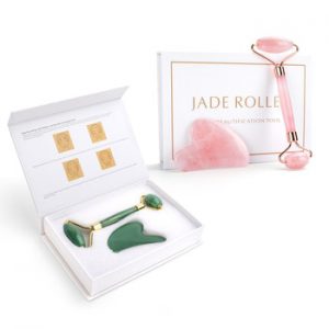 Quartz Jade Roller Heart Guasha Scraping Board Slimming Face Lift Massager Facial Massage Facial Jade Stone Skin Beauty Care Set