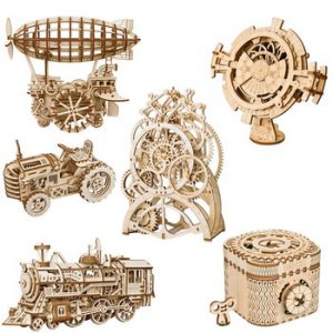 Robotime ROKR DIY 3D Wooden Puzzle Mechanical Gear Drive Model Building Kit Toys Gift for Children Adult Teens