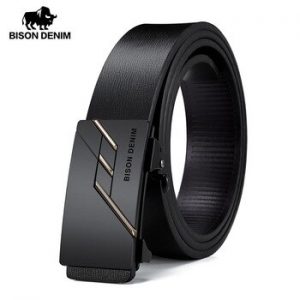 BISON DENIME Men Genuine Leather Belt Automatic Alloy Buckle Belt Classic Fashion Luxury Cow Genuine Leather Belt for Men N71581