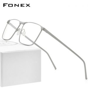 FONEX Pure Titanium Glasses Frame Men 2020 Prescription Eye Glasses for Men Square Eyeglasses Myopia Optical Frame Eyewear 8526