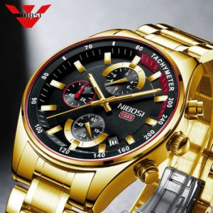 NIBOSI Men Watches Top Luxury Brand Steel Waterproof Sport Quartz Watch Men Fashion Date Clock Silver Watch Relogio Masculino