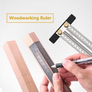 High-Precision Scale Ruler T-Type Hole Ruler Stainless Woodworking Scribing Mark Line Gauge Carpenter Crossed-Out Measuring Tool