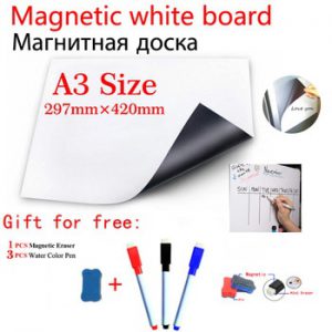 A3 Size Magnetic Whiteboard Magnet Dry Erase Board White Boards  Fridge Sticker Flexible Vinyl Home Office Kitchen 3 Pens 1 Eras